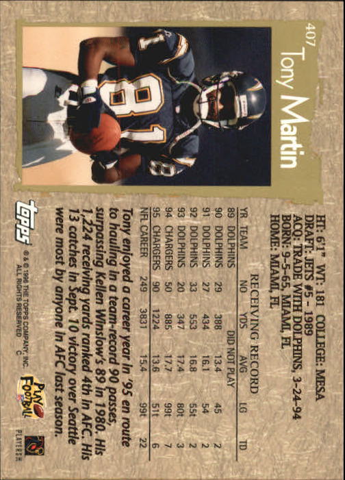 1996 Topps Football "Main Set" Cards #221 to #440 Rookies and Veterans - Picture 255 of 299