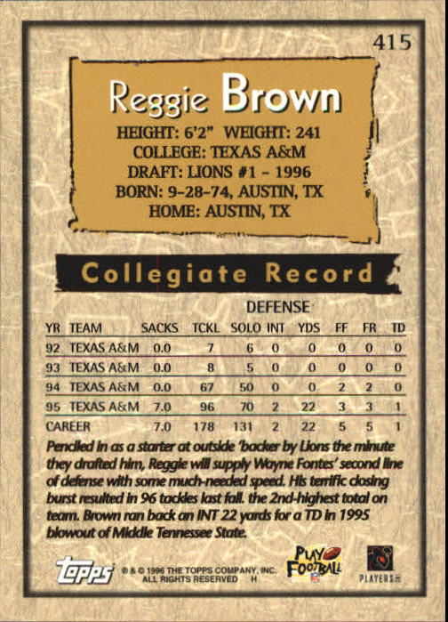 1996 Topps Football "Main Set" Cards #221 to #440 Rookies and Veterans - Picture 269 of 299