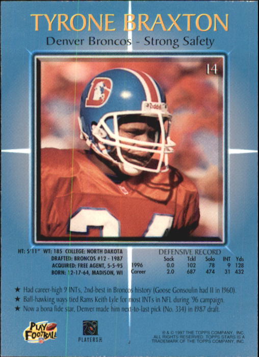 1997 Topps Stars Football "Main Set" Cards #1 to #125 Rookies and Veterans - Picture 17 of 171