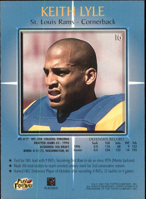 1997 Topps Stars Football "Main Set" Cards #1 to #125 Rookies and Veterans - Picture 19 of 171