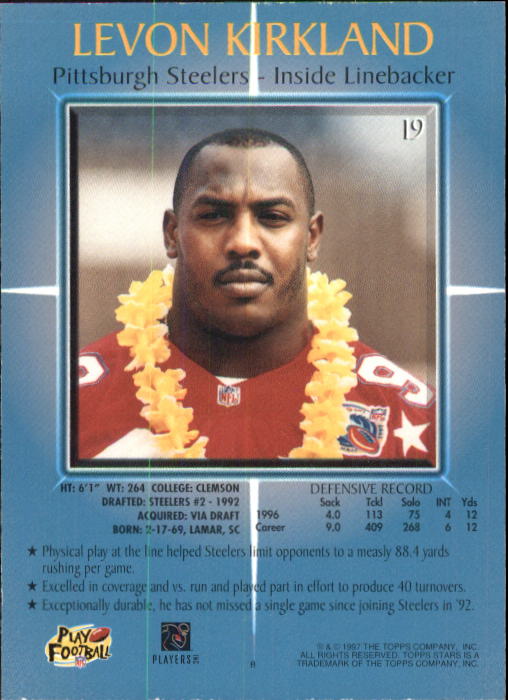 1997 Topps Stars Football "Main Set" Cards #1 to #125 Rookies and Veterans - Picture 25 of 171