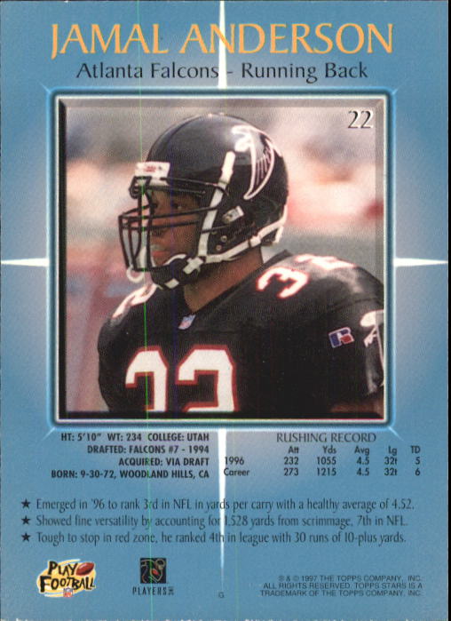 1997 Topps Stars Football "Main Set" Cards #1 to #125 Rookies and Veterans - Picture 29 of 171