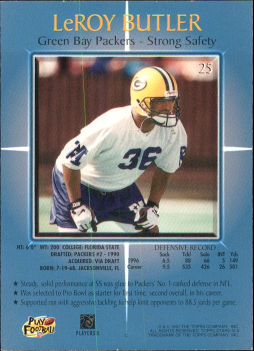 1997 Topps Stars Football "Main Set" Cards #1 to #125 Rookies and Veterans - Picture 35 of 171