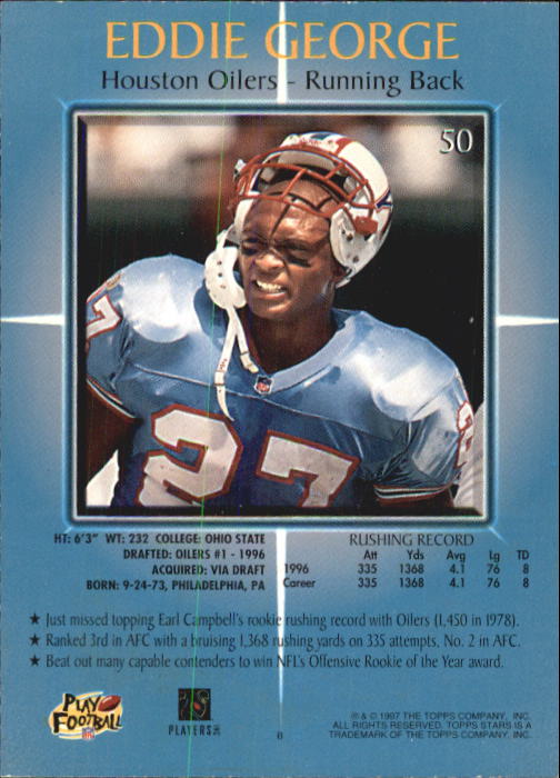 1997 Topps Stars Football "Main Set" Cards #1 to #125 Rookies and Veterans - Picture 65 of 171