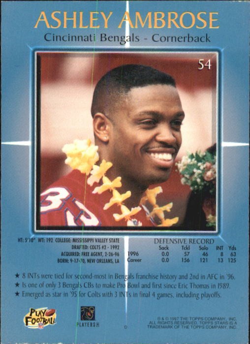 1997 Topps Stars Football "Main Set" Cards #1 to #125 Rookies and Veterans - Picture 71 of 171