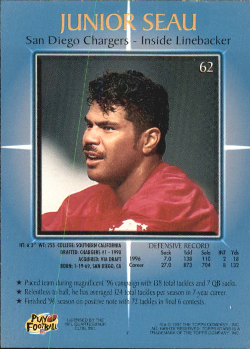 1997 Topps Stars Football "Main Set" Cards #1 to #125 Rookies and Veterans - Picture 83 of 171