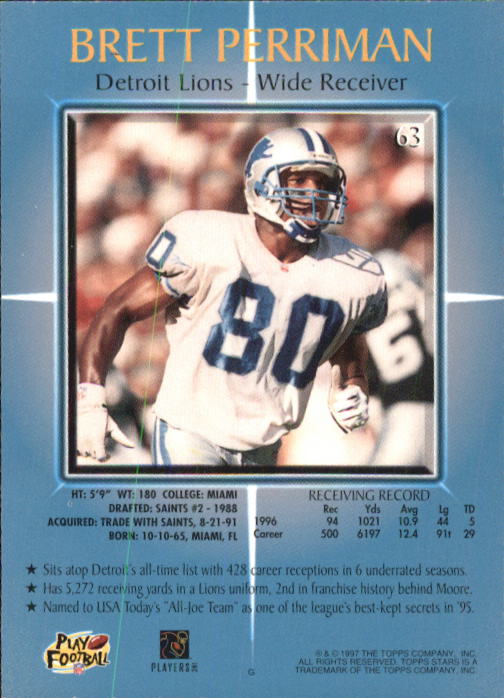 1997 Topps Stars Football "Main Set" Cards #1 to #125 Rookies and Veterans - Picture 85 of 171