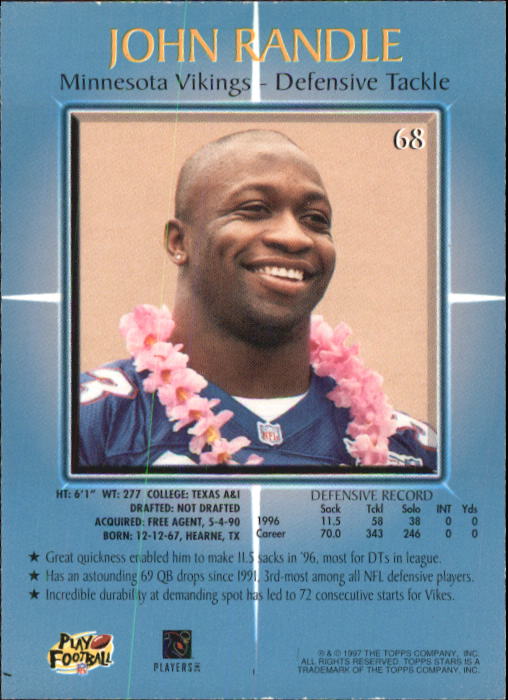 1997 Topps Stars Football "Main Set" Cards #1 to #125 Rookies and Veterans - Picture 95 of 171