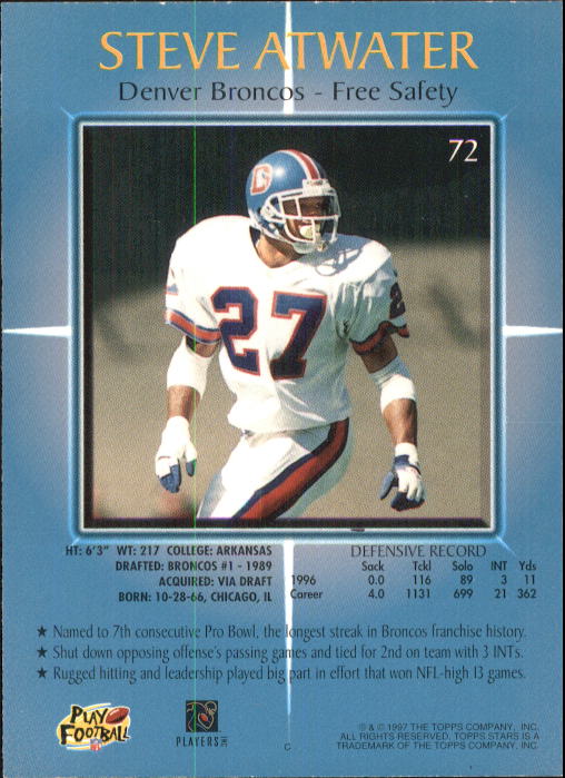 1997 Topps Stars Football "Main Set" Cards #1 to #125 Rookies and Veterans - Picture 99 of 171