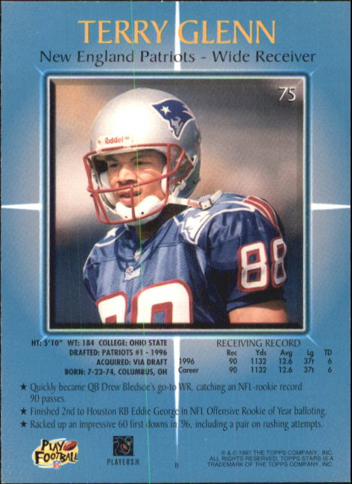 1997 Topps Stars Football "Main Set" Cards #1 to #125 Rookies and Veterans - Picture 105 of 171