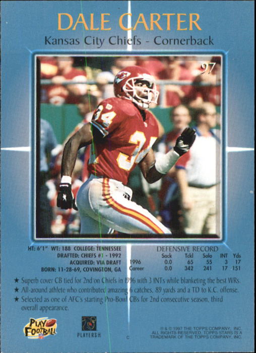 1997 Topps Stars Football "Main Set" Cards #1 to #125 Rookies and Veterans - Picture 133 of 171