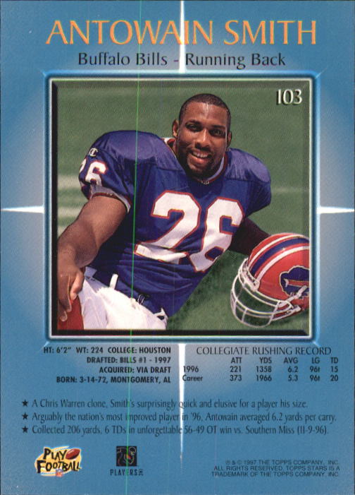 1997 Topps Stars Football "Main Set" Cards #1 to #125 Rookies and Veterans - Picture 139 of 171
