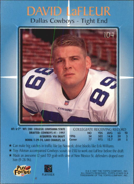 1997 Topps Stars Football "Main Set" Cards #1 to #125 Rookies and Veterans - Picture 141 of 171