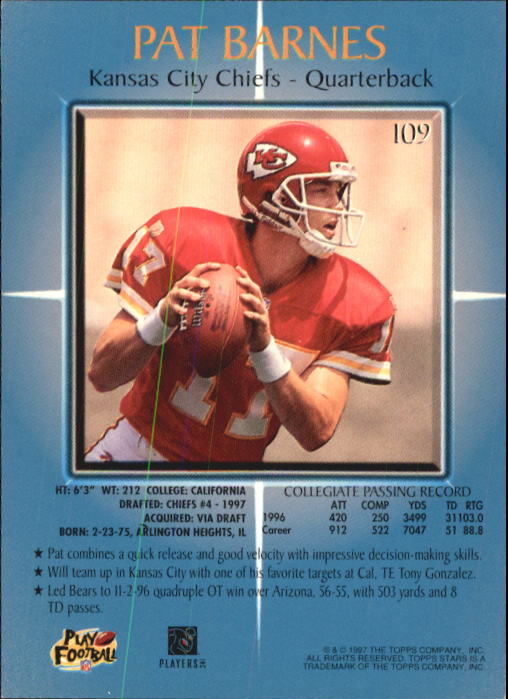 1997 Topps Stars Football "Main Set" Cards #1 to #125 Rookies and Veterans - Picture 147 of 171