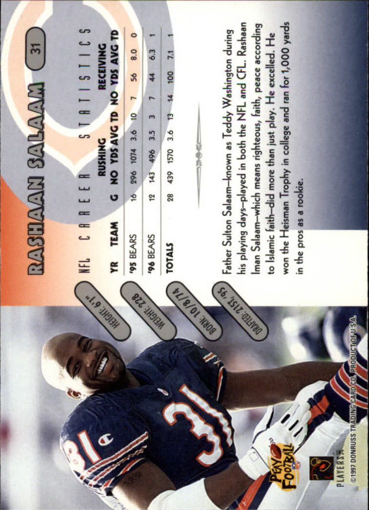 1997 Donruss Football "Main Set" Cards #1 to #230 Rookies and Veterans - Picture 59 of 445