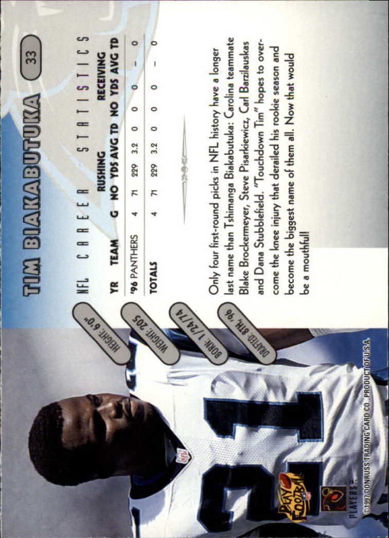1997 Donruss Football "Main Set" Cards #1 to #230 Rookies and Veterans - Picture 63 of 445