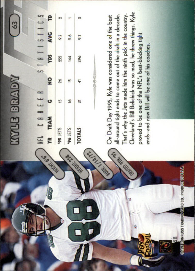 1997 Donruss Football "Main Set" Cards #1 to #230 Rookies and Veterans - Picture 121 of 445