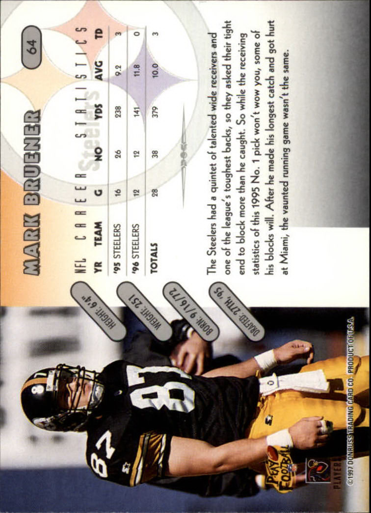 1997 Donruss Football "Main Set" Cards #1 to #230 Rookies and Veterans - Picture 123 of 445