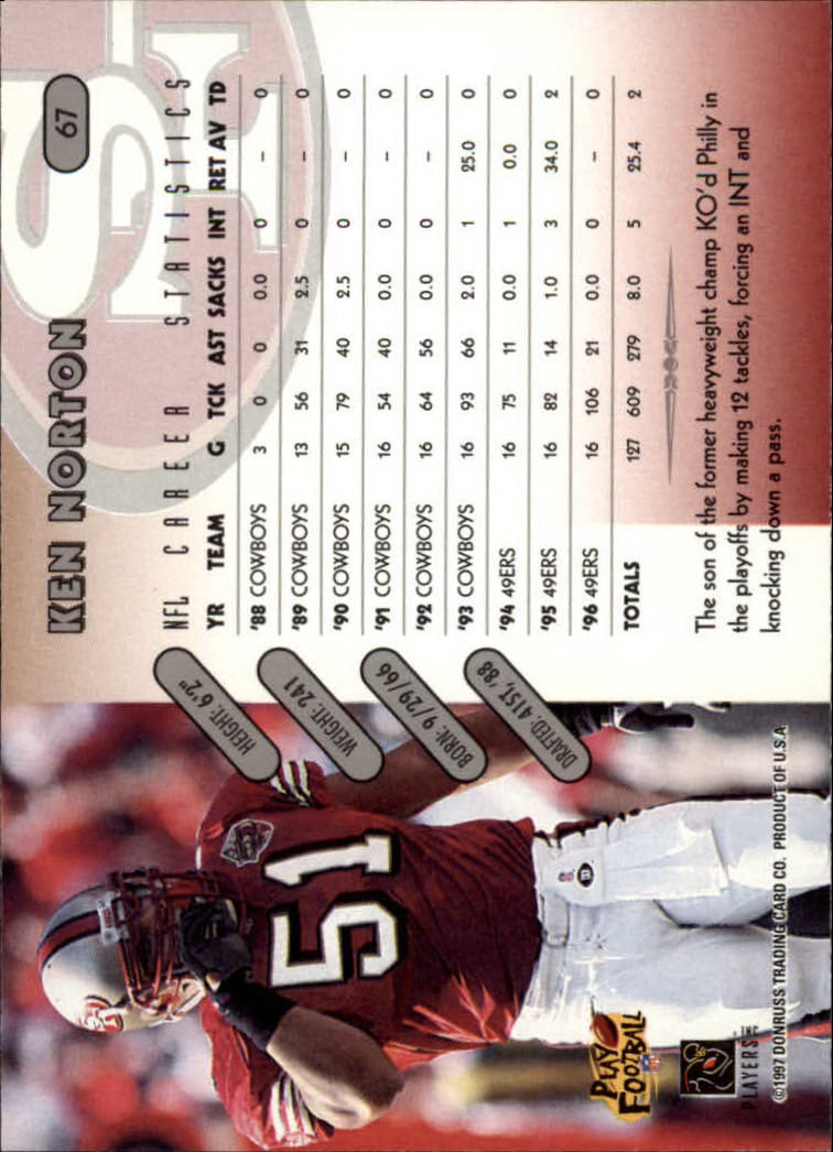 1997 Donruss Football "Main Set" Cards #1 to #230 Rookies and Veterans - Picture 129 of 445