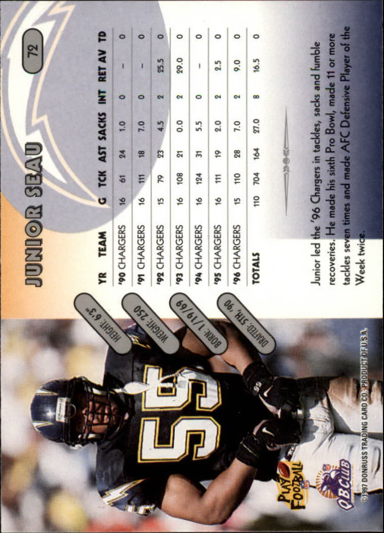 1997 Donruss Football "Main Set" Cards #1 to #230 Rookies and Veterans - Picture 139 of 445