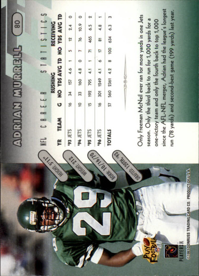 1997 Donruss Football "Main Set" Cards #1 to #230 Rookies and Veterans - Picture 155 of 445