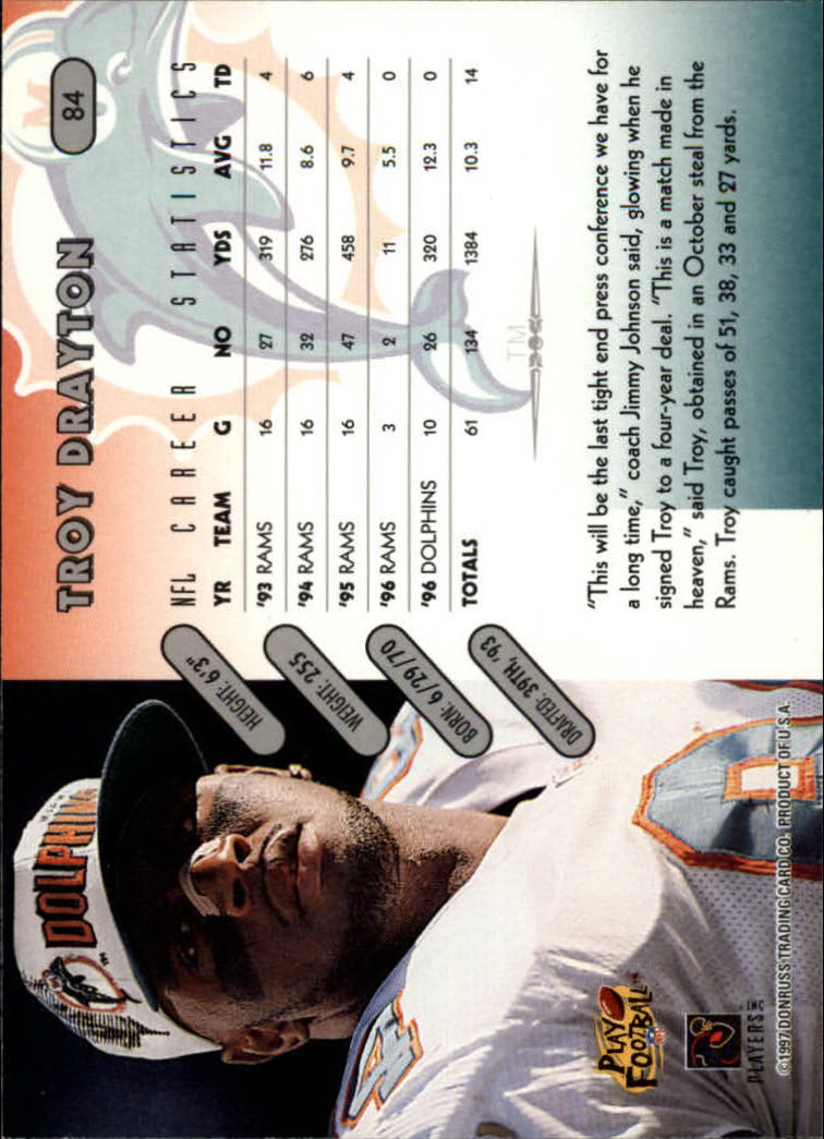 1997 Donruss Football "Main Set" Cards #1 to #230 Rookies and Veterans - Picture 163 of 445