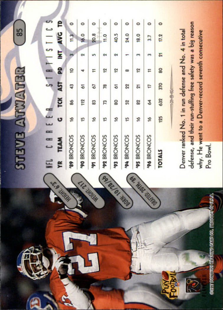 1997 Donruss Football "Main Set" Cards #1 to #230 Rookies and Veterans - Picture 165 of 445