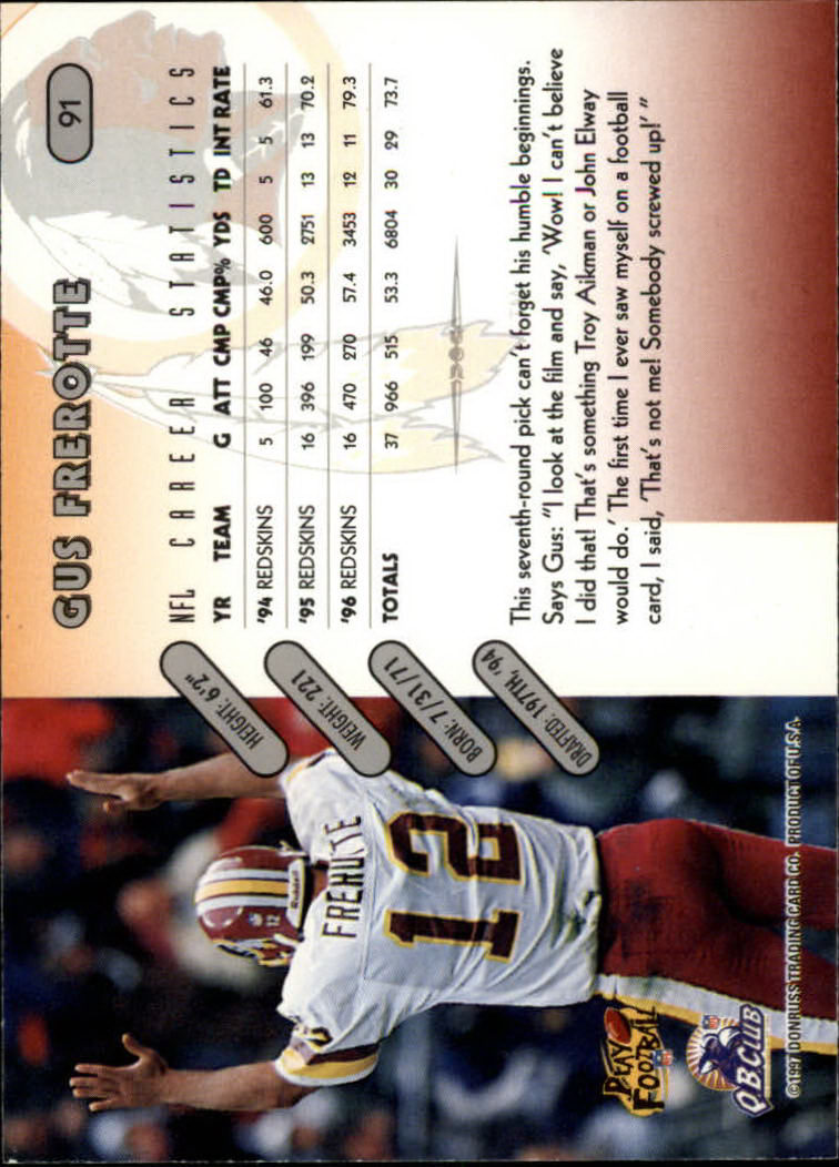 1997 Donruss Football "Main Set" Cards #1 to #230 Rookies and Veterans - Picture 177 of 445