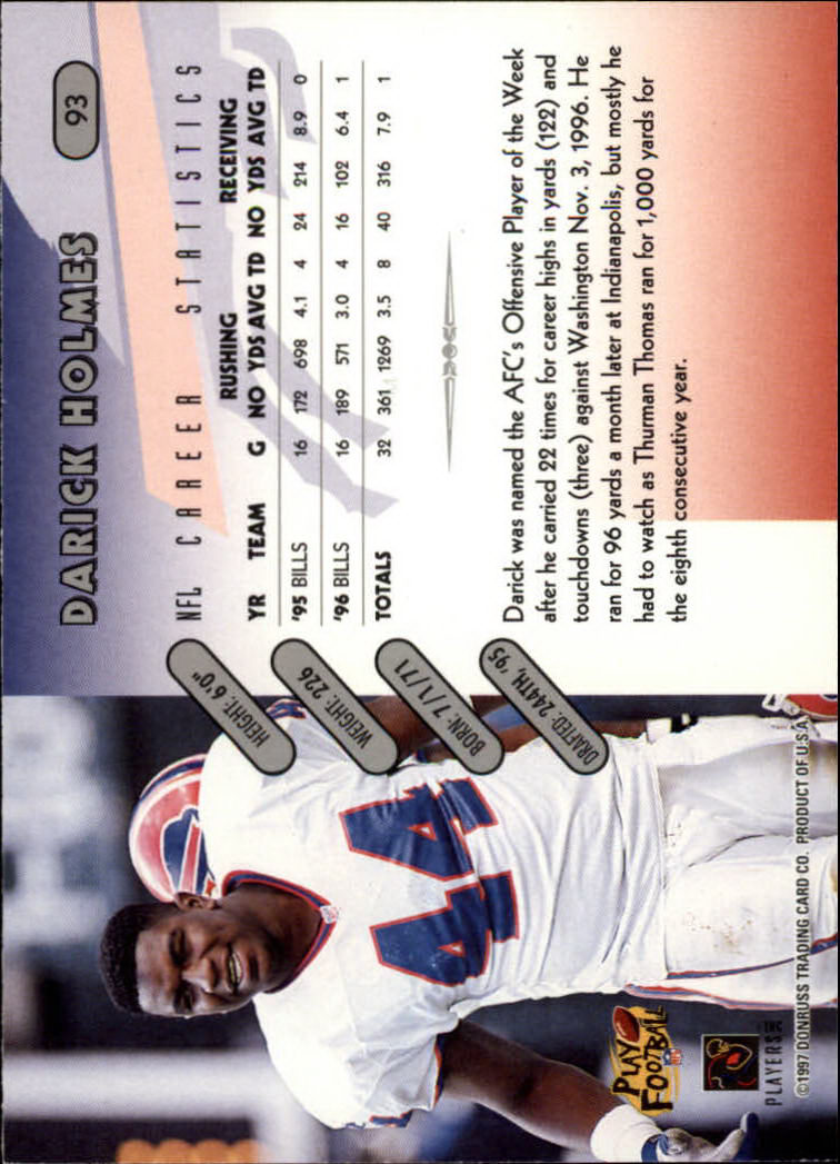 1997 Donruss Football "Main Set" Cards #1 to #230 Rookies and Veterans - Picture 181 of 445