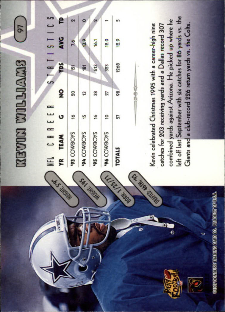 1997 Donruss Football "Main Set" Cards #1 to #230 Rookies and Veterans - Picture 189 of 445
