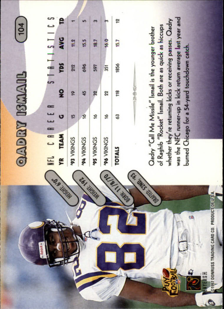 1997 Donruss Football "Main Set" Cards #1 to #230 Rookies and Veterans - Picture 203 of 445