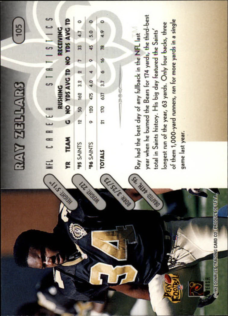 1997 Donruss Football "Main Set" Cards #1 to #230 Rookies and Veterans - Picture 205 of 445