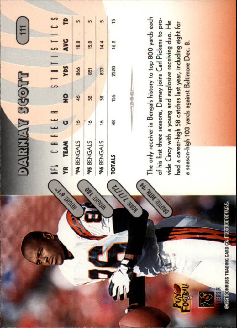 1997 Donruss Football "Main Set" Cards #1 to #230 Rookies and Veterans - Picture 217 of 445