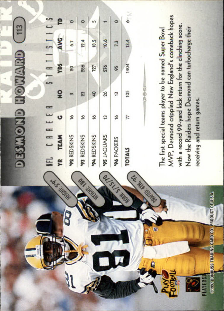 1997 Donruss Football "Main Set" Cards #1 to #230 Rookies and Veterans - Picture 221 of 445