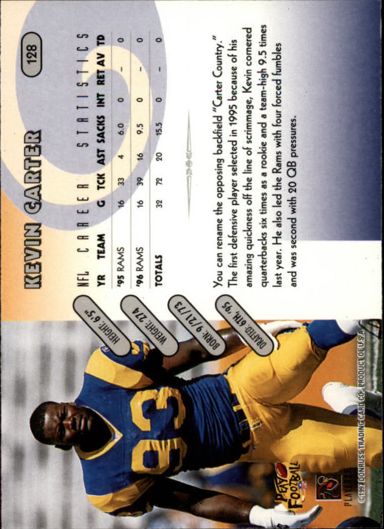 1997 Donruss Football "Main Set" Cards #1 to #230 Rookies and Veterans - Picture 251 of 445