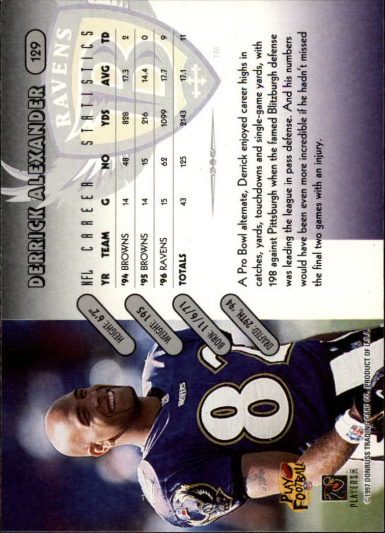 1997 Donruss Football "Main Set" Cards #1 to #230 Rookies and Veterans - Picture 253 of 445