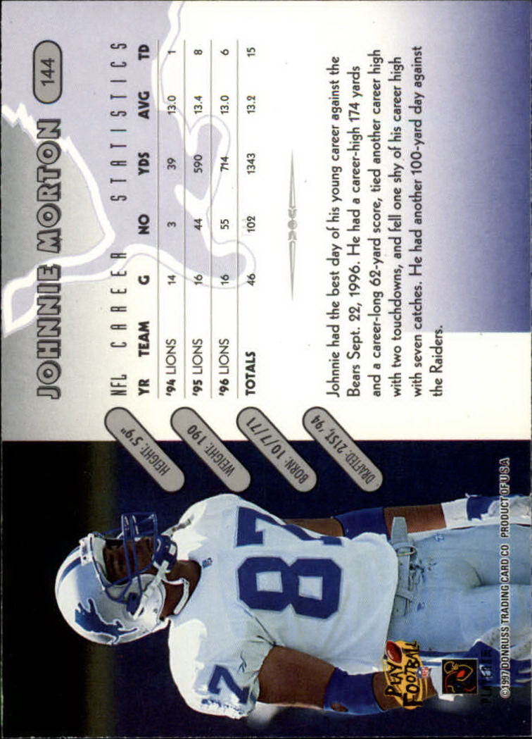 1997 Donruss Football "Main Set" Cards #1 to #230 Rookies and Veterans - Picture 281 of 445