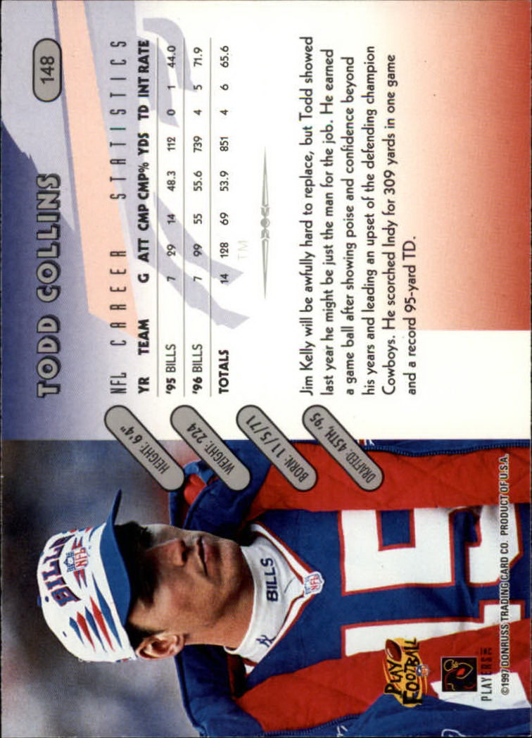 1997 Donruss Football "Main Set" Cards #1 to #230 Rookies and Veterans - Picture 289 of 445