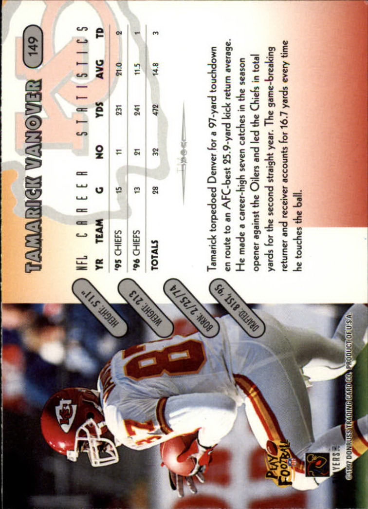 1997 Donruss Football "Main Set" Cards #1 to #230 Rookies and Veterans - Picture 291 of 445