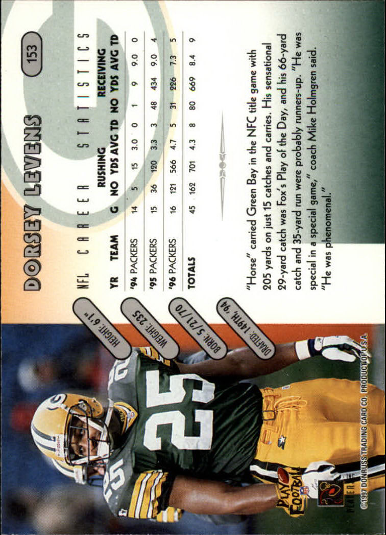 1997 Donruss Football "Main Set" Cards #1 to #230 Rookies and Veterans - Picture 299 of 445
