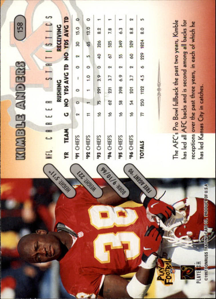 1997 Donruss Football "Main Set" Cards #1 to #230 Rookies and Veterans - Picture 309 of 445