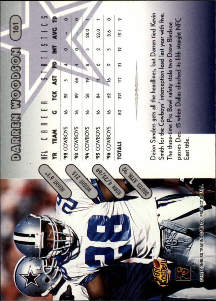 1997 Donruss Football "Main Set" Cards #1 to #230 Rookies and Veterans - Picture 315 of 445