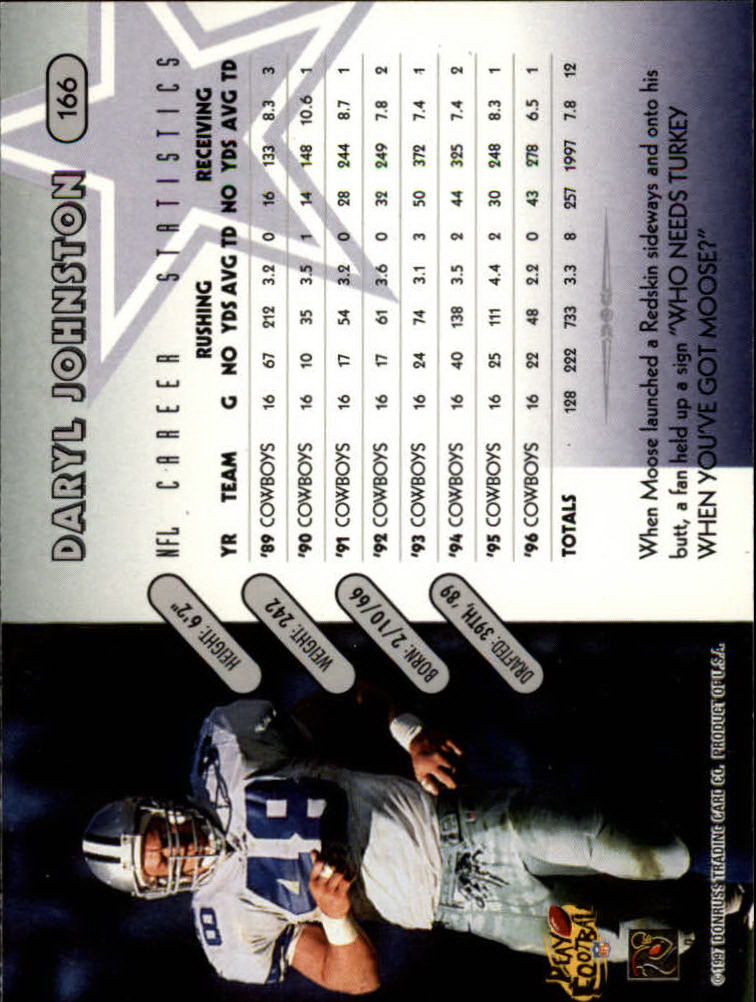 1997 Donruss Football "Main Set" Cards #1 to #230 Rookies and Veterans - Picture 325 of 445
