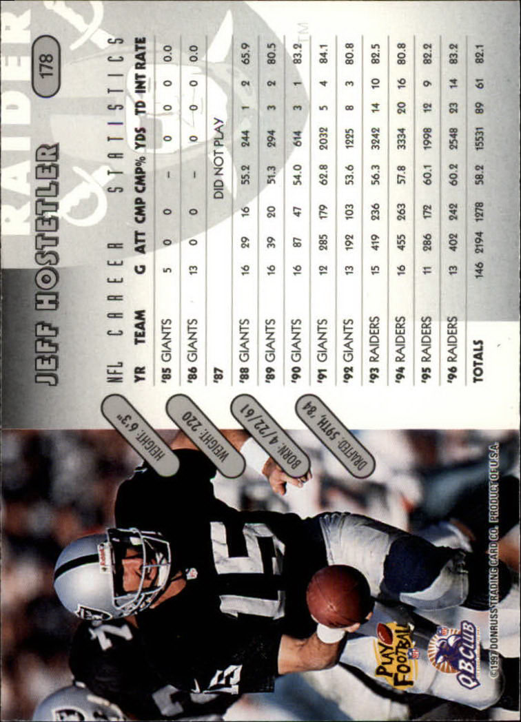 1997 Donruss Football "Main Set" Cards #1 to #230 Rookies and Veterans - Picture 349 of 445