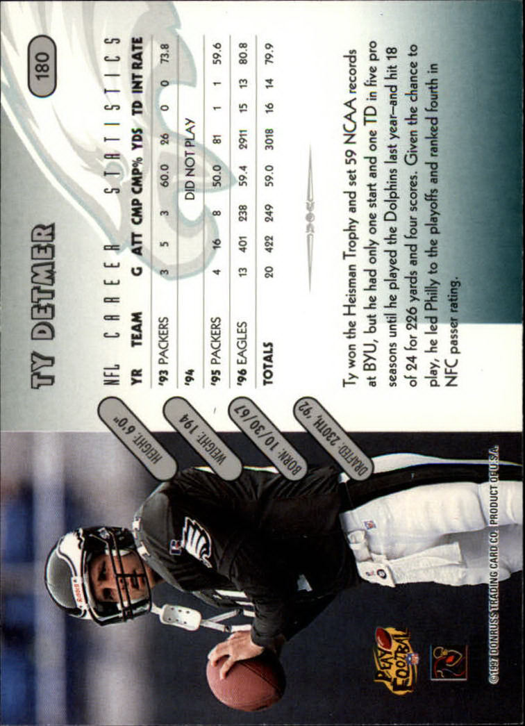 1997 Donruss Football "Main Set" Cards #1 to #230 Rookies and Veterans - Picture 353 of 445
