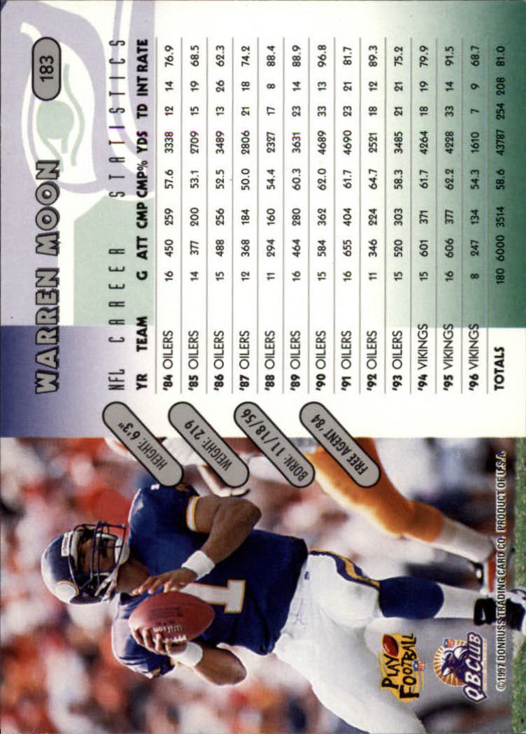 1997 Donruss Football "Main Set" Cards #1 to #230 Rookies and Veterans - Picture 359 of 445