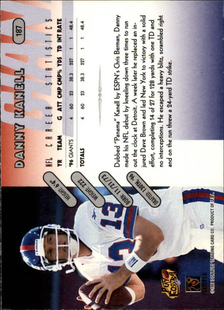 1997 Donruss Football "Main Set" Cards #1 to #230 Rookies and Veterans - Picture 365 of 445
