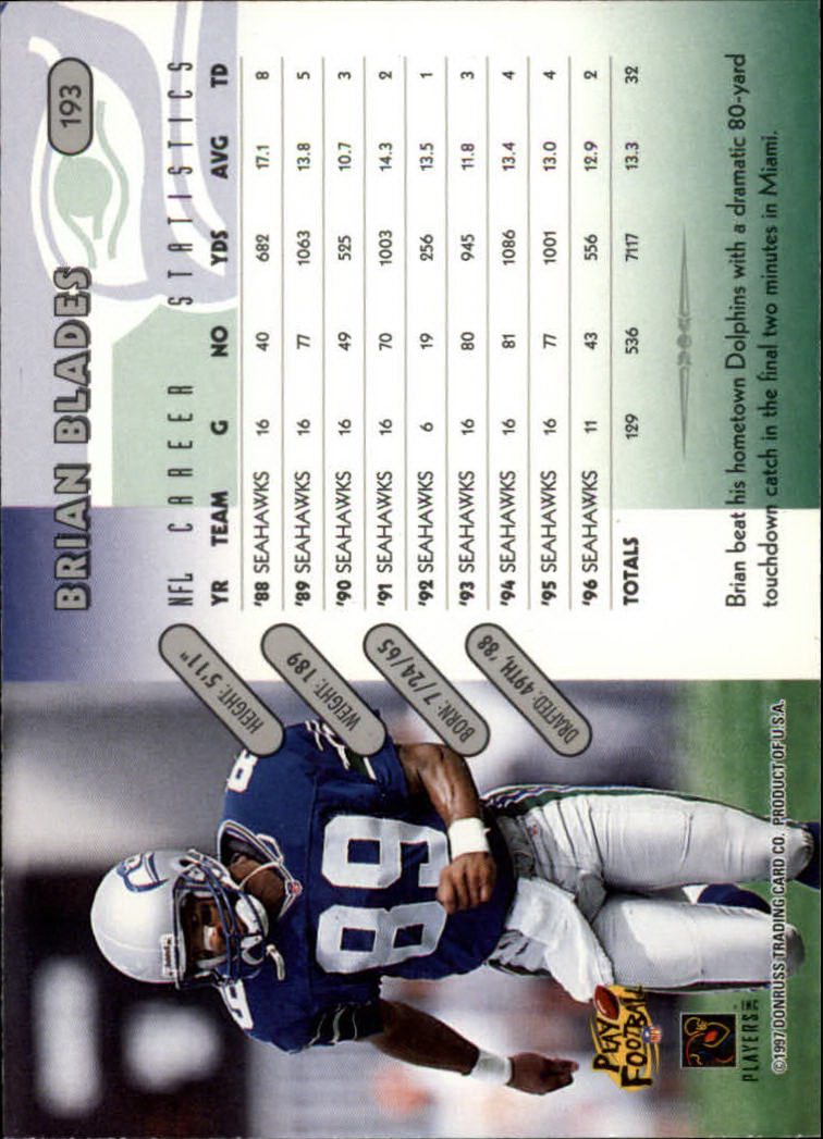 1997 Donruss Football "Main Set" Cards #1 to #230 Rookies and Veterans - Picture 377 of 445