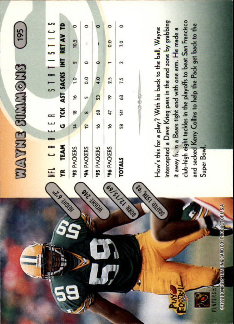 1997 Donruss Football "Main Set" Cards #1 to #230 Rookies and Veterans - Picture 381 of 445