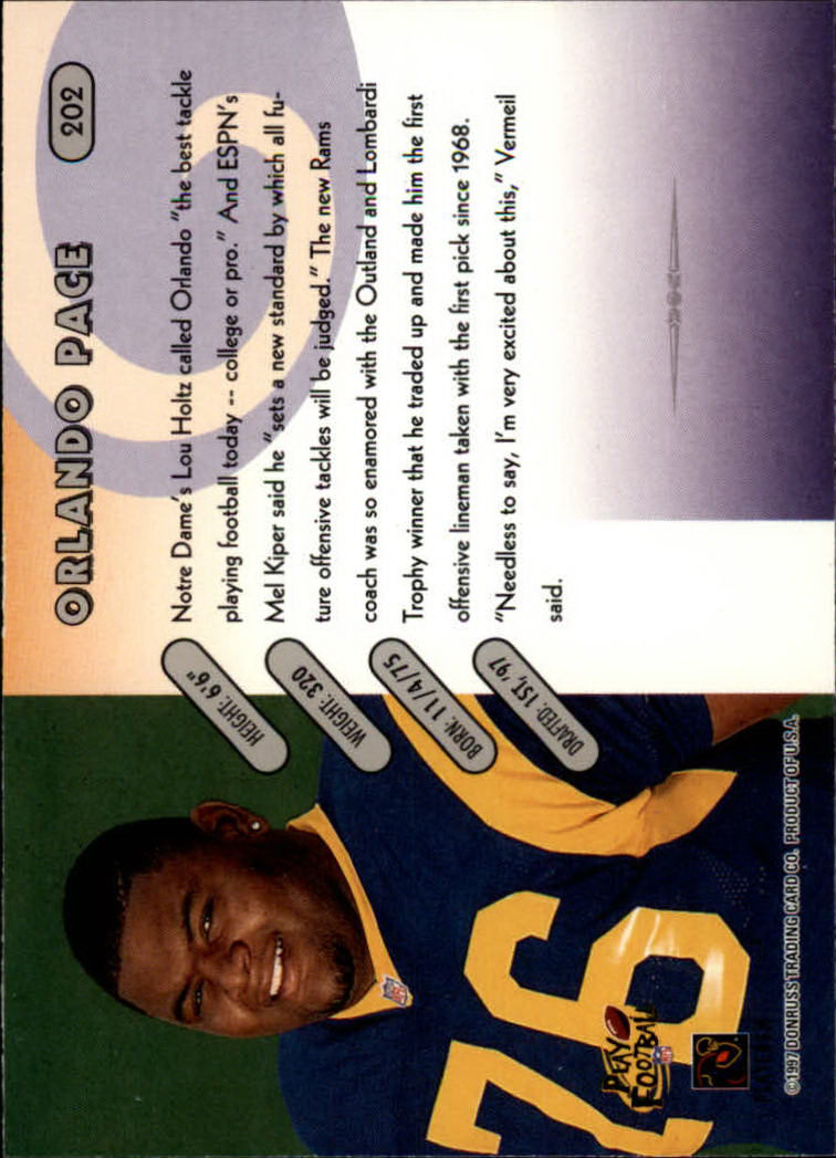 1997 Donruss Football "Main Set" Cards #1 to #230 Rookies and Veterans - Picture 395 of 445